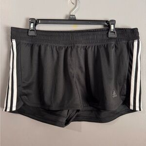 Adidas Women's Black Athletic Shorts with White Stripes
